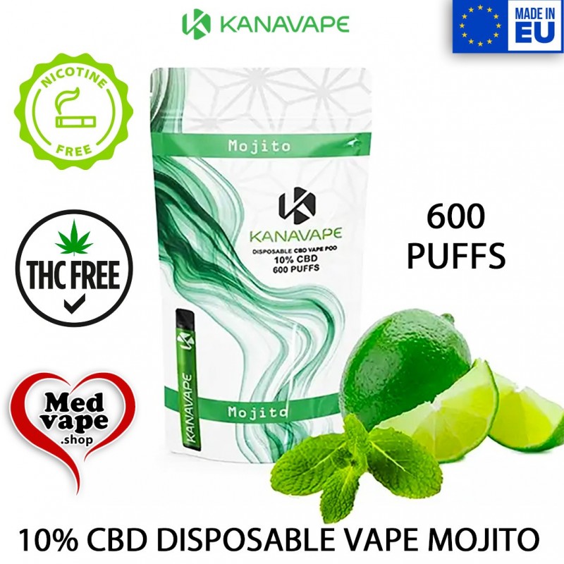 MOJITO 10% CBD DISPOSABLE VAPE - KANAVAPE POD MEDVAPE MOJITO 10% CBD DISPOSABLE VAPE - KANAVAPE POD MEDVAPE